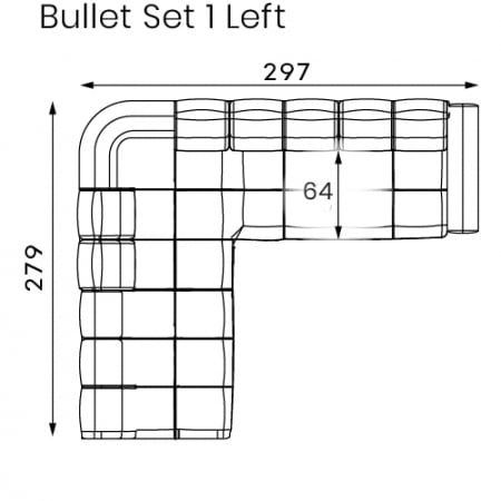 Coltar Living BULLET Set-1, structura fixa cu functie relaxare, dreapta, stofa rosu Velvet 663 , 297x279x(80-102)cm [5]