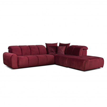Coltar Living BULLET Set-1, structura fixa cu functie relaxare, dreapta, stofa rosu Velvet 663 , 279x279x(80-102)cm [0]