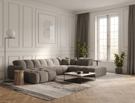 Coltar Living BULLET Set-1, structura fixa cu functie relaxare, stanga, stofa rosu Velvet 663 , 297x279x(80-102)cm [19]