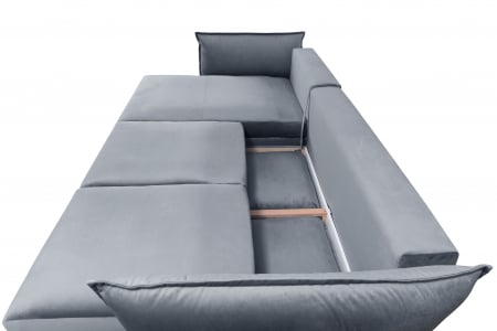 Coltar Living CARMEN Set-2, extensibil cu functie relaxare si depozitare, stanga, stofa gri Piano 14, (318-342)x187x101, ext.283x140cm [6]