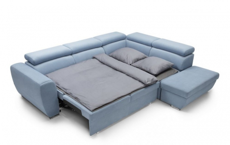Coltar Living extensibil cu functie somn EMPORIO LUX, dreapta, stofa gri Hammer15, 282x236x75(96), ext.206x140cm [7]