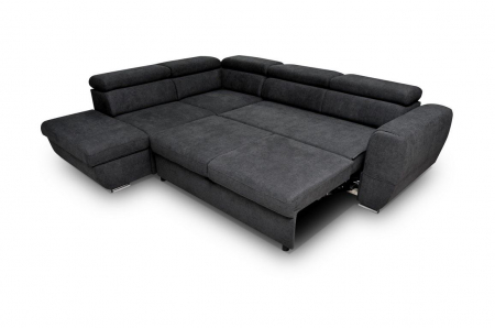 Coltar Living extensibil cu functie somn EMPORIO LUX, stanga, stofa gri Hammer15, 282x236x75(96), ext.206x140cm [2]