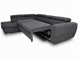 Coltar Living extensibil cu functie somn EMPORIO LUX, stanga, stofa gri Hammer15, 282x236x75(96), ext.206x140cm [4]