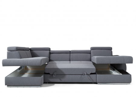 Lizbona lll, Coltar U pentru living, extensibil cu functie somn, stanga, stofa gri solar16, 341x(200/175)x(82-95), ext.274x130cm [4]