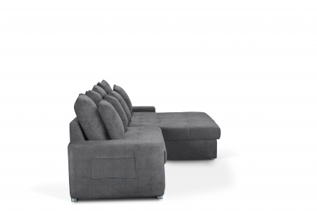 Coltar Living extensibil cu functie somn MM272 SALVADOR 2F-REC/BK BREIT INK, dreapta, stofa gri F001, 293x164x72(89), ext.245x138cm [5]