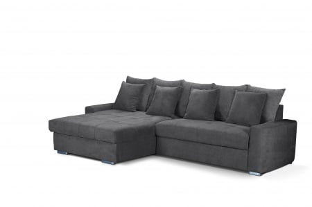 Coltar Living extensibil cu functie somn MM272 SALVADOR REC/BK BREIT-2F INK, stanga, stofa gri F001, 293x164x72(89), ext.245x138cm [2]