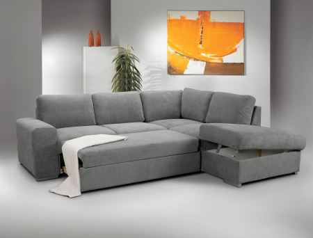 Coltar Cotta Minimaxx, MM204 EDDI 2F-OTM/BK KLEIN, dreapta, pentru living, extensibil cu functie somn, stofa gri stone F001, 248x213x73(89), ext.200x140cm [2]