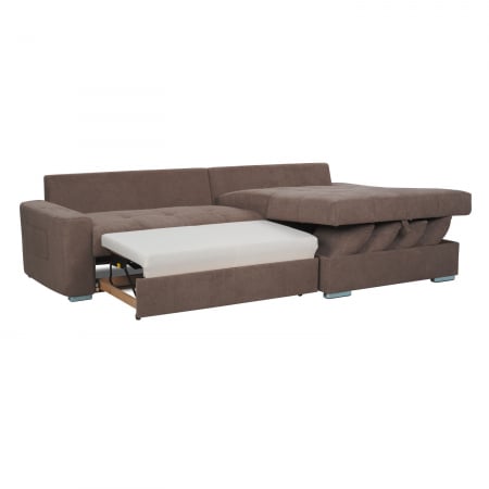 Coltar Living extensibil cu functie somn MM272 SALVADOR 2F-REC/BK BREIT INK, dreapta, stofa maro F003, 293x164x72(89), ext.245x138cm [1]