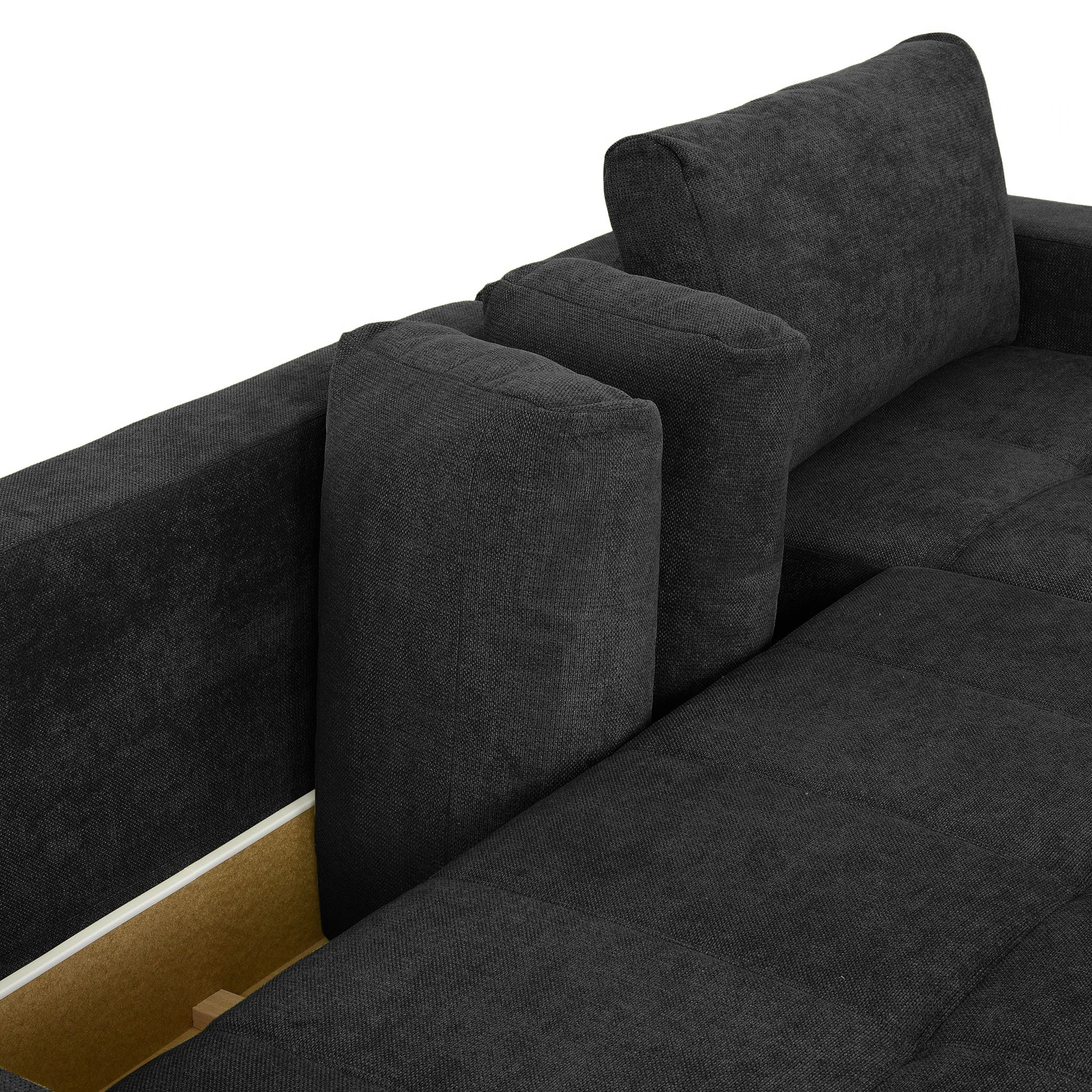 Coltar Living extensibil cu functie somn MM321 BOLERO REC-2DL, stanga, stofa negru G010, 280x165x66(87), ext.230x130cm [5]