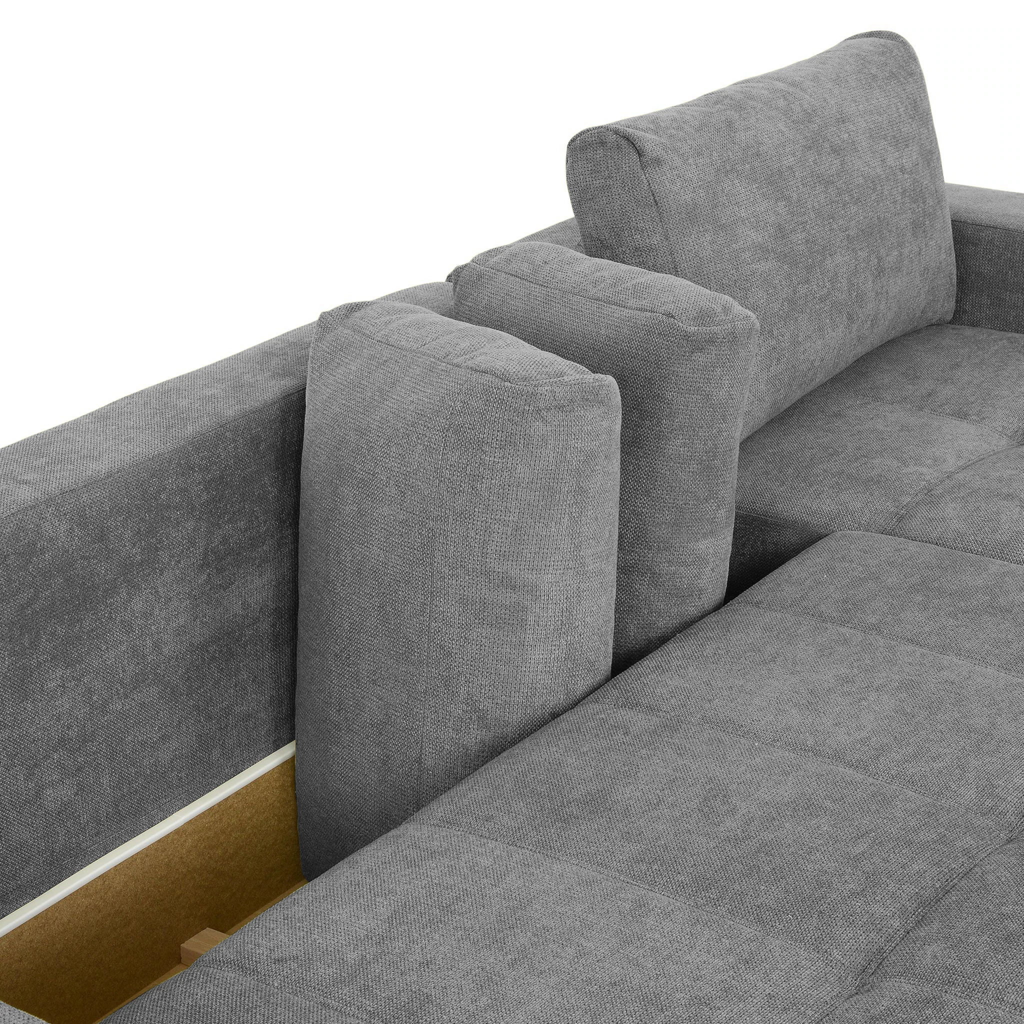 Coltar Living extensibil cu functie somn MM321 BOLERO REC-2DL, stanga, stofa gri F001, 280x165x66(87), ext.230x130cm [3]
