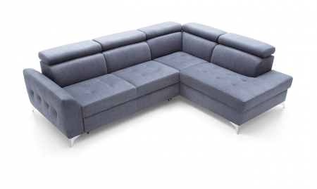 Coltar Living extensibil cu functie somn NAPOLI, dreapta,stofa gri letto 99, 268x(201/98)x(77-93), ext.201x130cm [6]