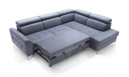 Coltar Living extensibil cu functie somn NAPOLI, dreapta,stofa gri letto 99, 268x(201/98)x(77-93), ext.201x130cm [7]