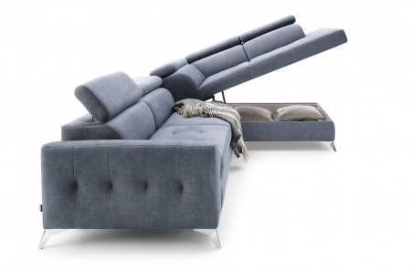Coltar Living extensibil cu functie somn NAPOLI, dreapta,stofa gri letto 99, 268x(201/98)x(77-93), ext.201x130cm [10]