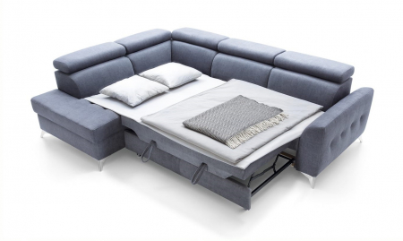 Coltar Living extensibil cu functie somn NAPOLI, stanga, stofa gri letto 99, 268x(201/98)x(77-93), ext.201x130cm [8]