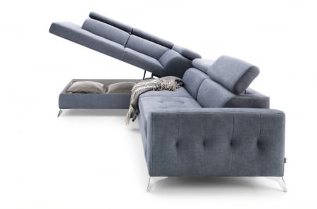 Coltar Living extensibil cu functie somn NAPOLI, stanga, stofa gri letto 99, 268x(201/98)x(77-93), ext.201x130cm [10]