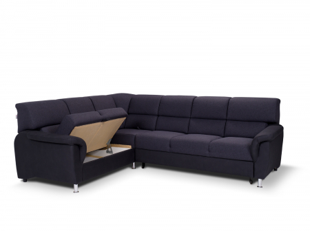 Coltar Living PARIS FASANO, extensibil, cu functie somn,relaxare si depozitare, stanga, stofa gri, 270x219x91, ext.205x120cm [5]