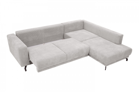 Coltar Living MODEST, extensibil cu functie somn, dreapta, stofa gri Lincoln 86, 275x216x91, ext.232x128cm [2]