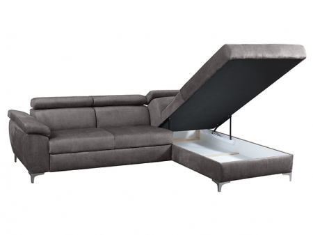 Coltar Living PALERMO, extensibil cu functie somn, dreapta, stofa cloud 91 maro, 272x(201/98)x(77-93), ext.201x130cm [2]