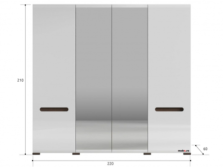 Dormitor AZTECA Set-B, (dulap 4U 220 + pat 160 + 2 noptiere 2S) culoare alb lucios. [2]