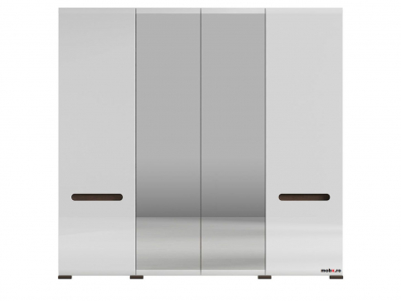 Dormitor AZTECA Set-B, (dulap 4U 220 + pat 160 + 2 noptiere 2S) culoare alb lucios. [1]