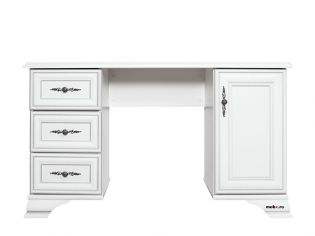 Dormitor IDENTO Set-C, (2 dulapuri 5U2S 160 + pat 160 + 2 noptiere 1S + comoda 4S+comoda 2U4S + masa toaleta + oglinda LUS 90) culoare alb. [11]