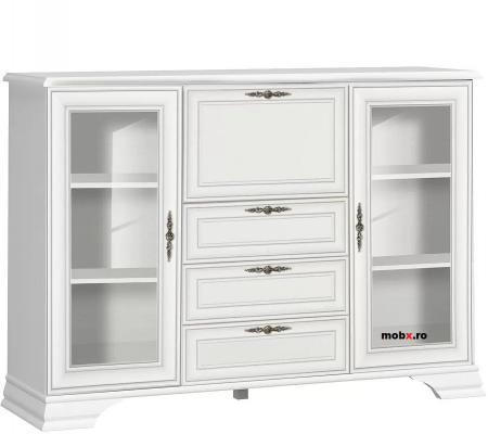 Dormitor IDENTO Set-E, (dulap 6U2S+ pat 160 + 2 noptiere 1S + comoda 2W3S1B + oglinda LUS 155) culoare alb. [26]