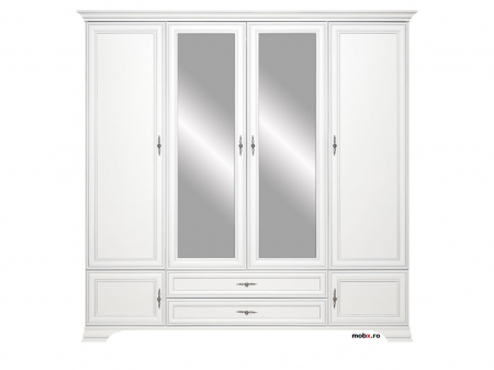 Dormitor IDENTO Set-E, (dulap 6U2S+ pat 160 + 2 noptiere 1S + comoda 2W3S1B + oglinda LUS 155) culoare alb. [2]