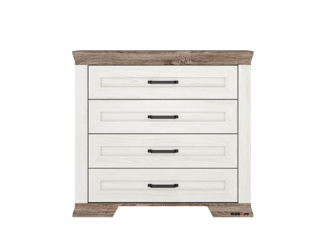 Dormitor MARSELLE Set-A, (dulap 6U2S 218 + pat 160 cu somiera rabatabila si container asternuturi + 2 noptiere 1S + comoda 4S + oglinda 98 cm), culoare alb frasin si stejar sonoma dark. [7]