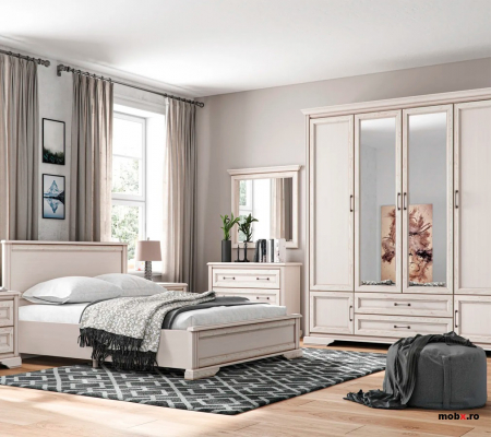 Dormitor STYLIUS Set-B, (dulap 6U2S 170 + pat 160 + 2 noptiere 2S + comoda 3S + oglinda 90cm) culoare pin siberian. [1]