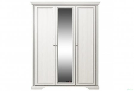 Dormitor WHITE Set-A, (dulap 3U1O 176 + pat 160 + 2 noptiere 1S + comoda 4S + oglinda 102 cm) culoare frasin alb + pin argintiu. [6]