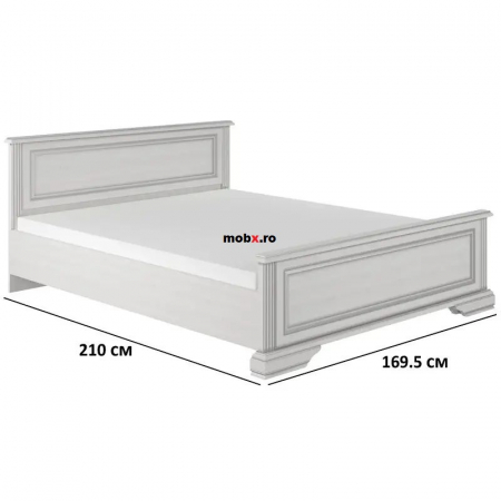 Dormitor WHITE Set-A, (dulap 3U1O 176 + pat 160 + 2 noptiere 1S + comoda 4S + oglinda 102 cm) culoare frasin alb + pin argintiu. [13]