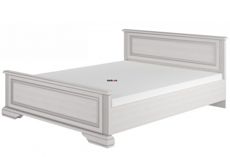 Dormitor WHITE Set-A, (dulap 3U1O 176 + pat 160 + 2 noptiere 1S + comoda 4S + oglinda 102 cm) culoare frasin alb + pin argintiu. [11]