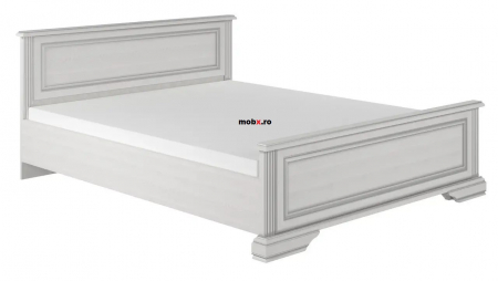 Dormitor WHITE Set-A, (dulap 3U1O 176 + pat 160 + 2 noptiere 1S + comoda 4S + oglinda 102 cm) culoare frasin alb + pin argintiu. [10]