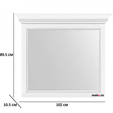 Dormitor WHITE Set-A, (dulap 3U1O 176 + pat 160 + 2 noptiere 1S + comoda 4S + oglinda 102 cm) culoare frasin alb + pin argintiu. [23]