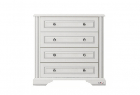 Dormitor WHITE Set-A, (dulap 3U1O 176 + pat 160 + 2 noptiere 1S + comoda 4S + oglinda 102 cm) culoare frasin alb + pin argintiu. [18]