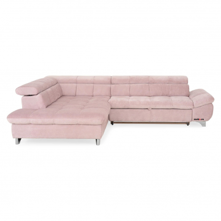Coltare living - GEMINI OTM-3F, COTTA, colta extensibil, functie somn, sezlong stanga, roz F222, 312x231x97, ext.228x127cm.