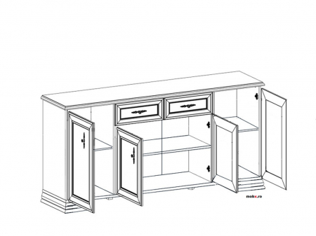 Idento Comoda KOM4D2S, front MDF culoare alb, 184/45/90 cm. [1]