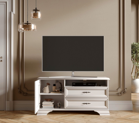 Idento Comoda TV, RTV1D2S, front MDF culoare alb, 124/44/64cm. [4]