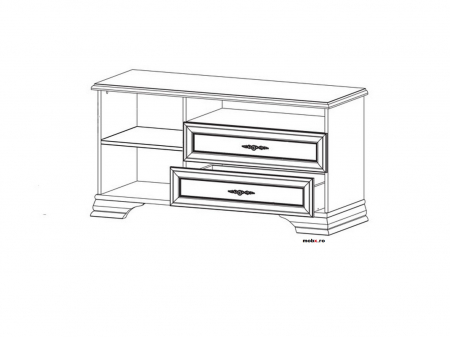 Idento Comoda TV, RTV1D2S, front MDF culoare alb, 124/44/64cm. [1]
