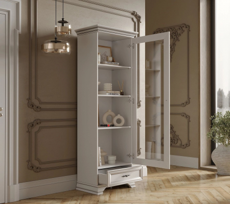 IDENTO, mobila living Set-D, (vitrina REG2W1S + vitrina RWG1W1S + comoda RTV1D2S + masuta cafea LAW130) culoare alb. [17]