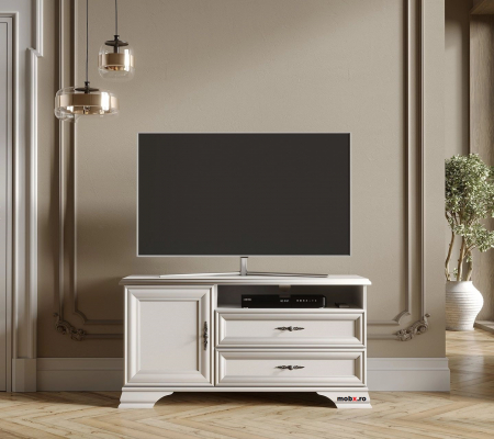 IDENTO, mobila living Set-D, (vitrina REG2W1S + vitrina RWG1W1S + comoda RTV1D2S + masuta cafea LAW130) culoare alb. [26]