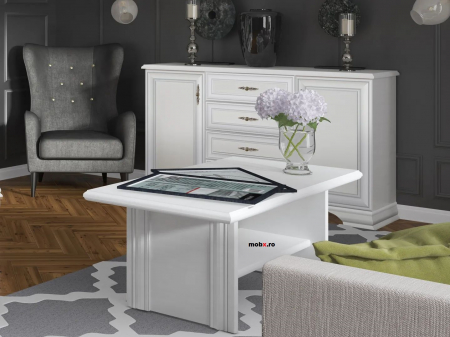 IDENTO, mobila living Set-D, (vitrina REG2W1S + vitrina RWG1W1S + comoda RTV1D2S + masuta cafea LAW130) culoare alb. [20]