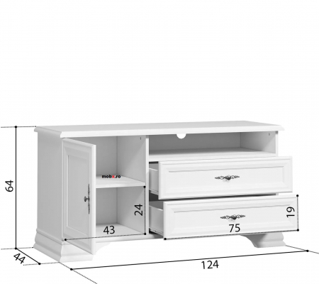 IDENTO, mobila living Set-D, (vitrina REG2W1S + vitrina RWG1W1S + comoda RTV1D2S + masuta cafea LAW130) culoare alb. [8]