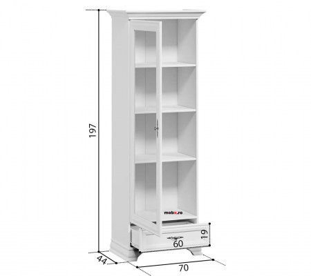 IDENTO, mobila living Set-D, (vitrina REG2W1S + vitrina RWG1W1S + comoda RTV1D2S + masuta cafea LAW130) culoare alb. [7]