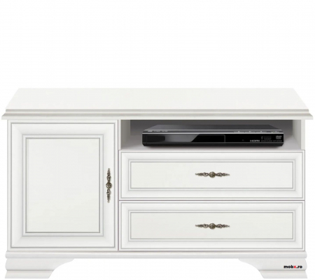 IDENTO, mobila living Set-D, (vitrina REG2W1S + vitrina RWG1W1S + comoda RTV1D2S + masuta cafea LAW130) culoare alb. [4]