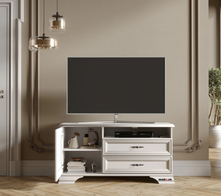 IDENTO, mobila living Set-D, (vitrina REG2W1S + vitrina RWG1W1S + comoda RTV1D2S + masuta cafea LAW130) culoare alb. [27]