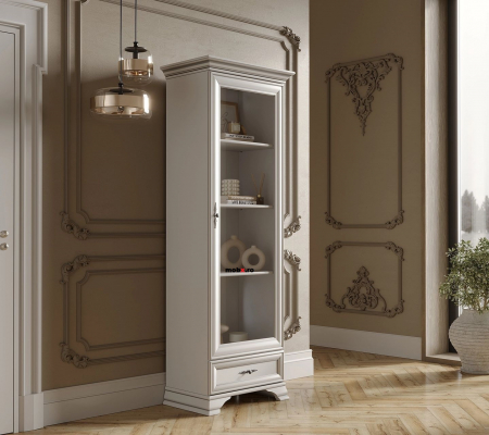 IDENTO, mobila living Set-D, (vitrina REG2W1S + vitrina RWG1W1S + comoda RTV1D2S + masuta cafea LAW130) culoare alb. [16]