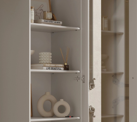 IDENTO, mobila living Set-D, (vitrina REG2W1S + vitrina RWG1W1S + comoda RTV1D2S + masuta cafea LAW130) culoare alb. [18]
