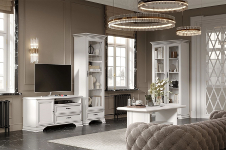 IDENTO, mobila living Set-D, (vitrina REG2W1S + vitrina RWG1W1S + comoda RTV1D2S + masuta cafea LAW130) culoare alb. [29]