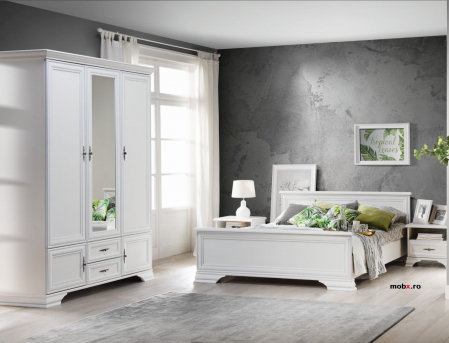 Idento Noptiera KOM1S  cu 1 sertar, front MDF culoare alb, 54/41/47 cm. [1]